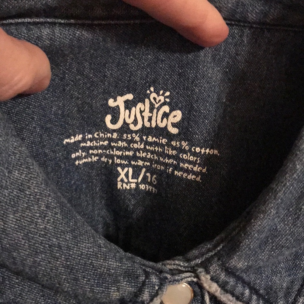 Justice Denim Button-up Top - Picture 2 of 6